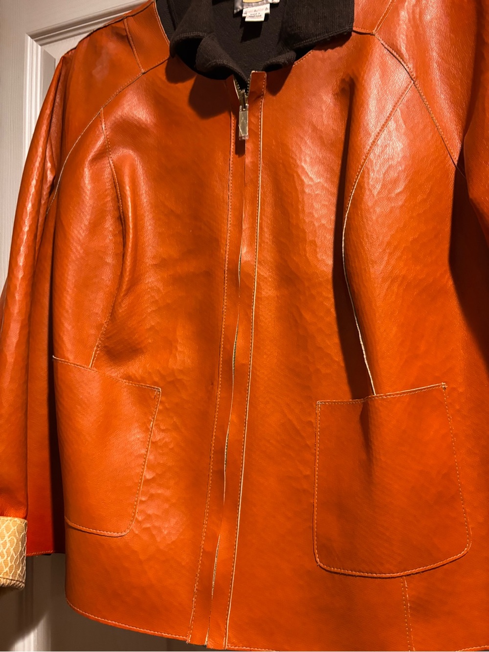 Reversible Orange Leather Jacket